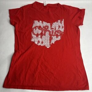 Ohio Shirt Ohio Classic T-Shirt Red Gildan Soft Style Large Runs Small‎ Buckeyes